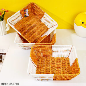 Large Two-Tone Square Rattan Basket LN93 - Image 1