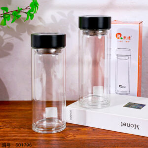 Extra Large Layered Impression Glass Cup with Lid 500ml-550 - Image 2