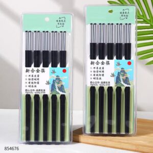 Embossed Black Body White Tip Alloy Chopsticks HY-320 - Image 1