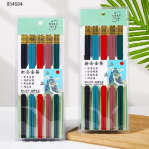 Deep Five-Color Lucky Alloy Chopsticks HY-300 - Image 1