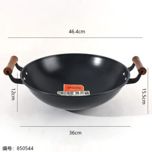36# Double-Sided Inorganic Ceramic Wok with Double Handles - Image 4